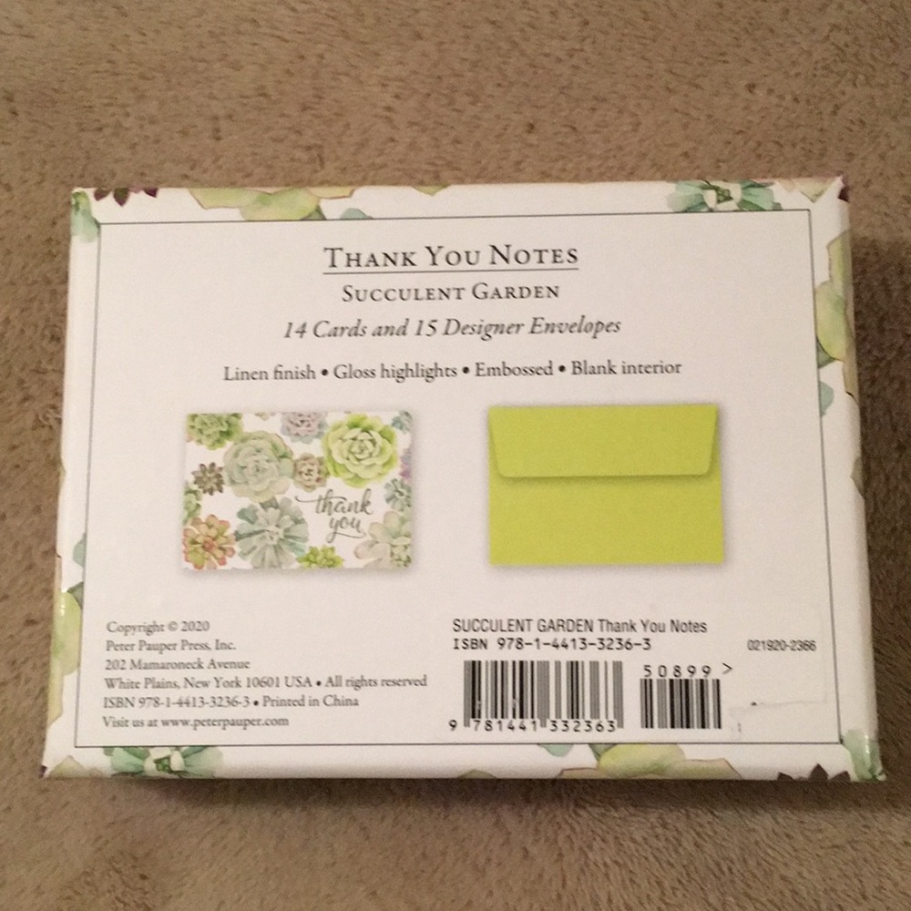 Succulent Garden Thank You Notes Boxed Set 14 NWT - Picture 6 of 11